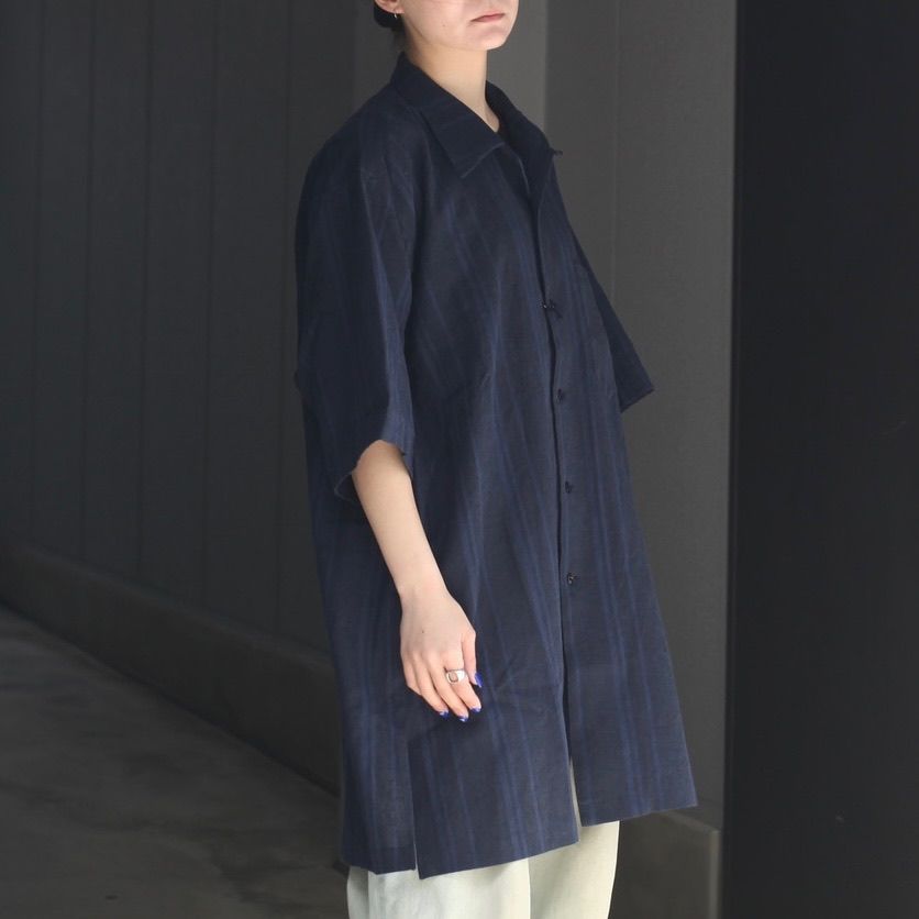 【残り一点】ポケットオープンカラーシャツ(LINEN/COTTON)