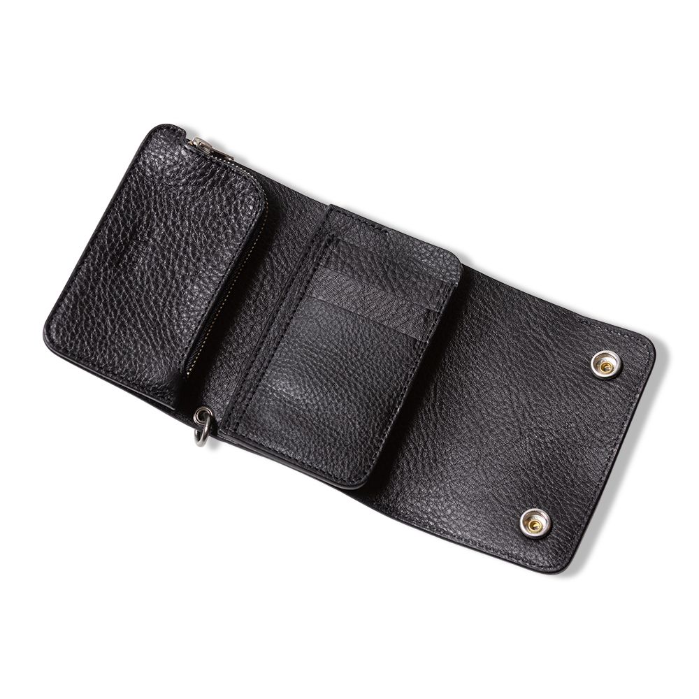CALEE - 【残り一点】Round Studs Leather Flap Half Wallet | ACRMTSM