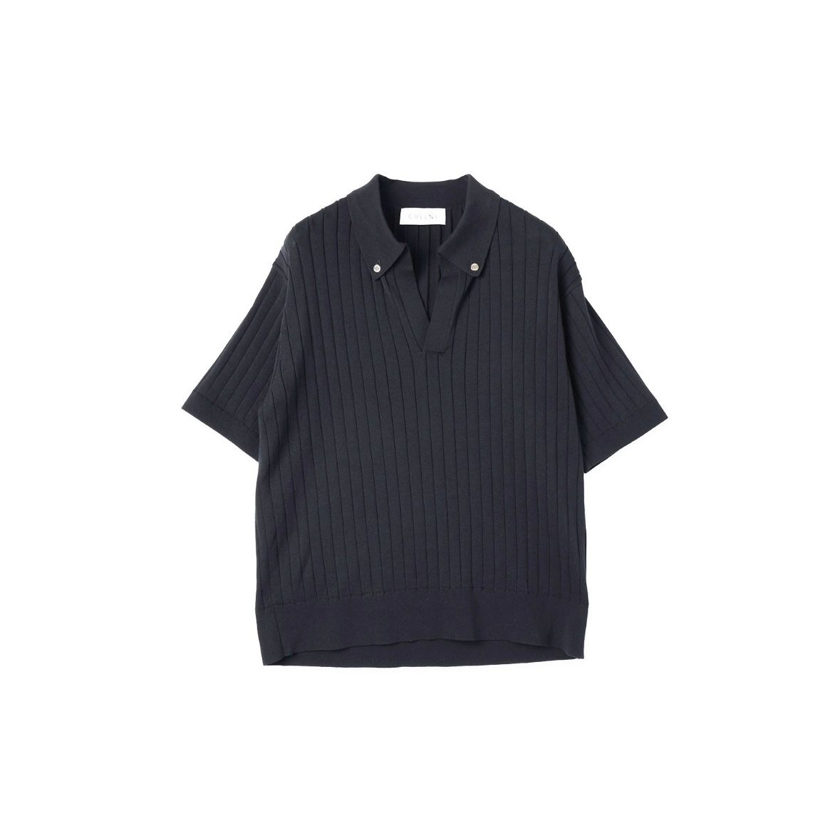 【残り一点】Wide Rib Skipper Collar Short Sleeve Knit