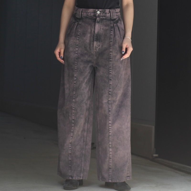 YOKE - 【残り一点】Bleach & Over Dye Denim Wide Leg Buggy