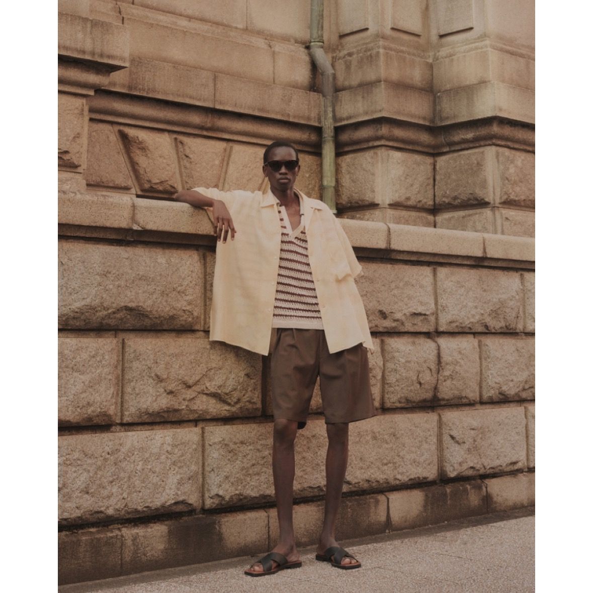 BORDER MESH KNIT SKIPPER POLO SHIRT | YOKE