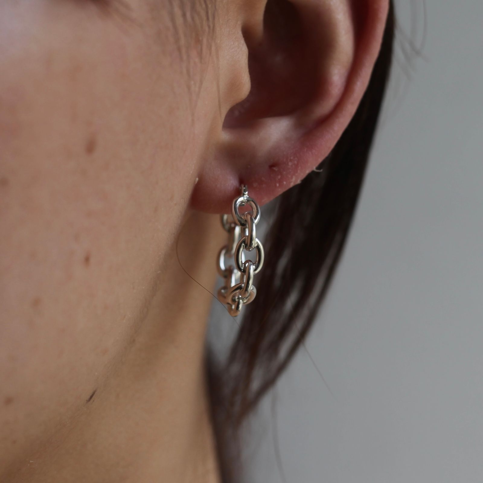 【お取り寄せ注文可能】Oval Link Hoop Earring(SILVER_片耳用)