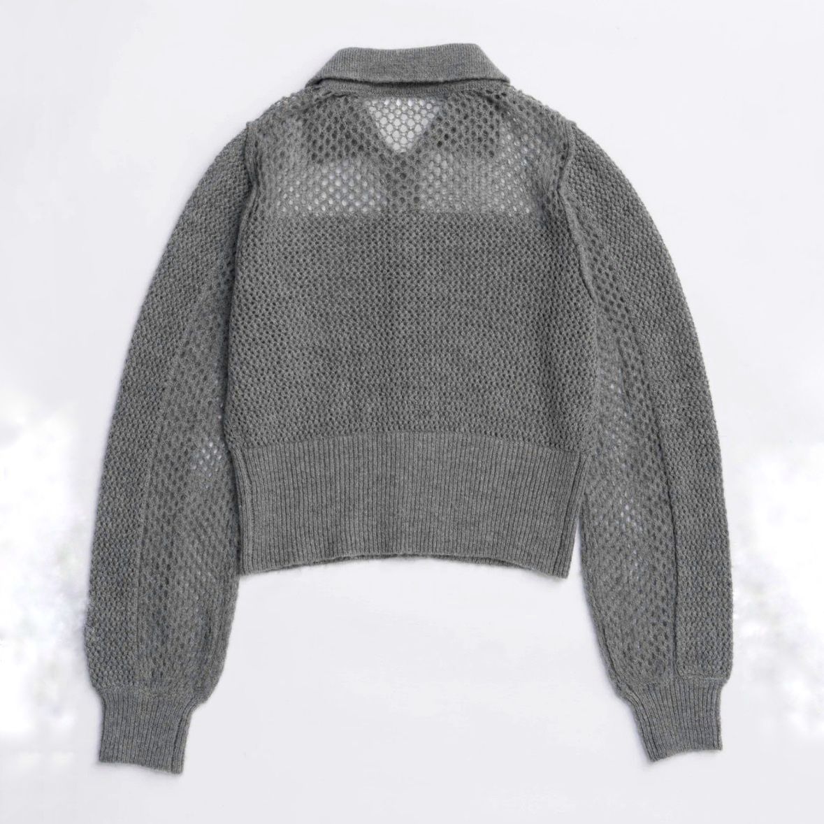 【残り一点】Tulle Shirt Layered Polo Knit Cardigan
