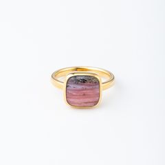 【お取り寄せ注文可能】Square Cabochon Pink Opal Stone Ring