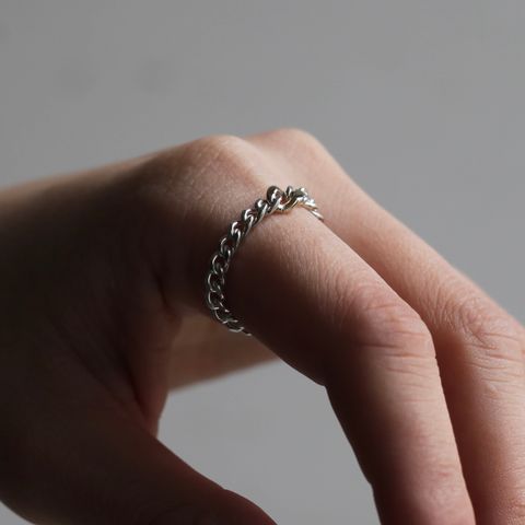 【残り一点】Curb Chain Ring(ANTIQUE×10K GOLD)