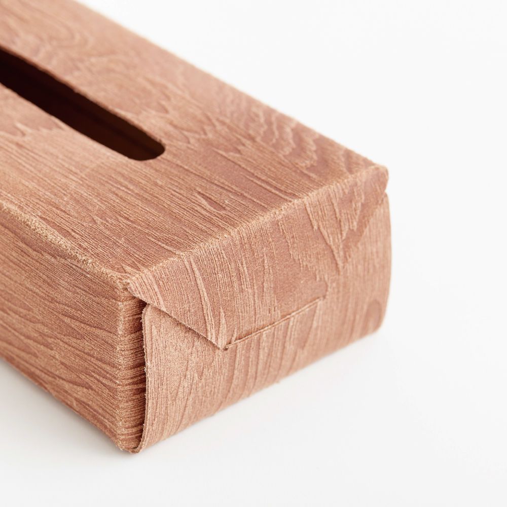 【残り一点】Plywood Leather Tissue Box Case