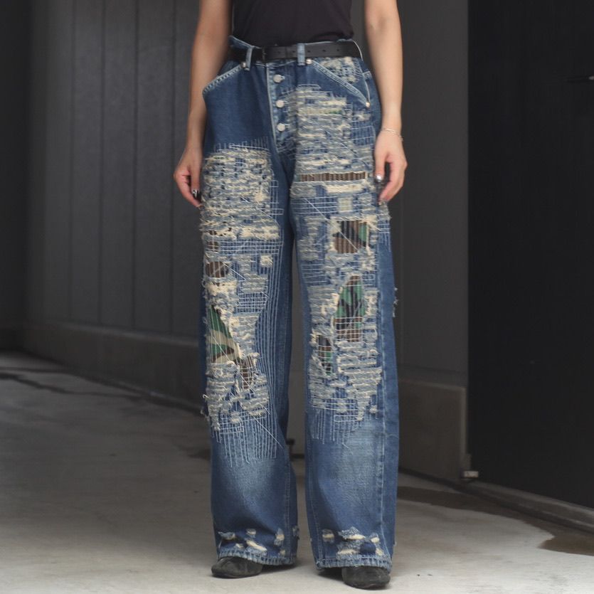 【残り一点】Vintage-Stitched Camo Denim Pants