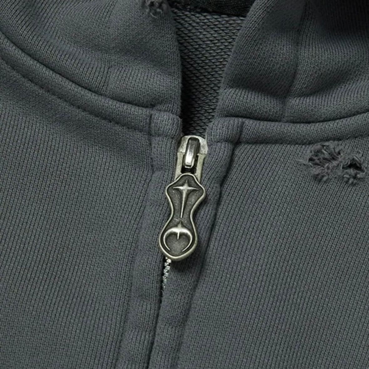 【残り一点】Leather Flame Hooded Zip Up