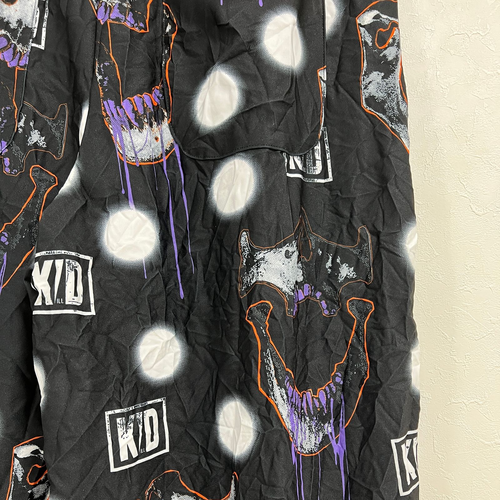 KIDILL - 【残り一点】Wide Crinkle Jersey Pants(Skull Print Pattern 