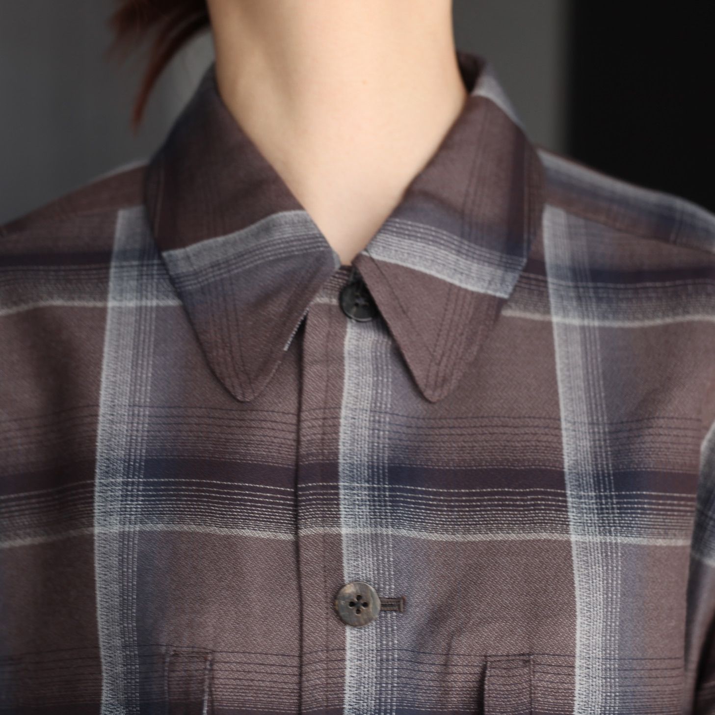 【残り一点】Ombre Plaid Flap Pocket Shirts(CHECK)