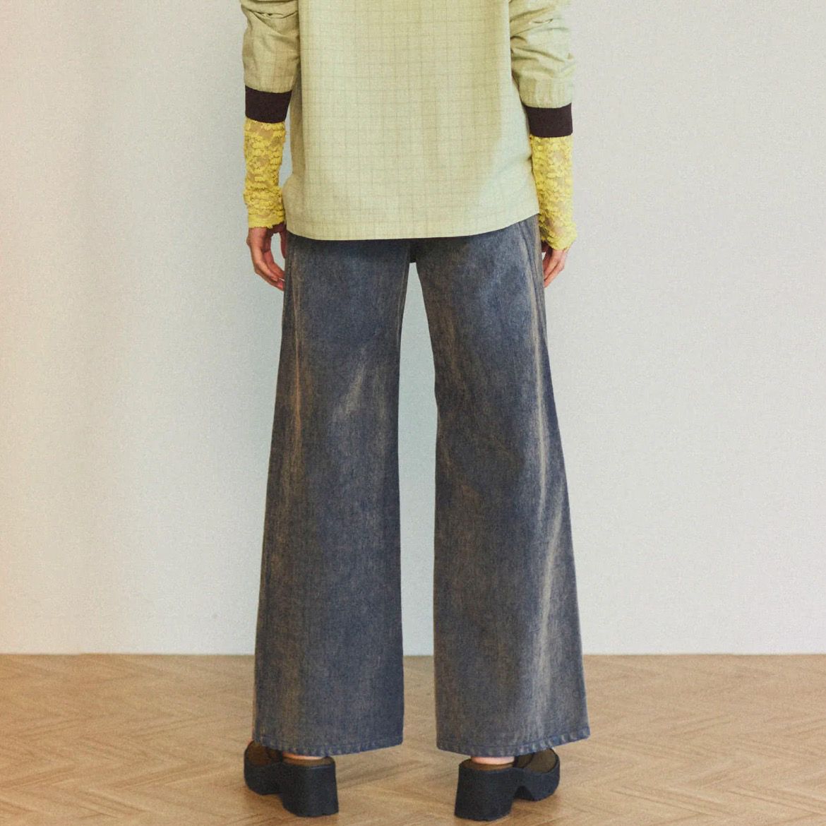 【残り一点】Wide Straight Flocking Denim Pants