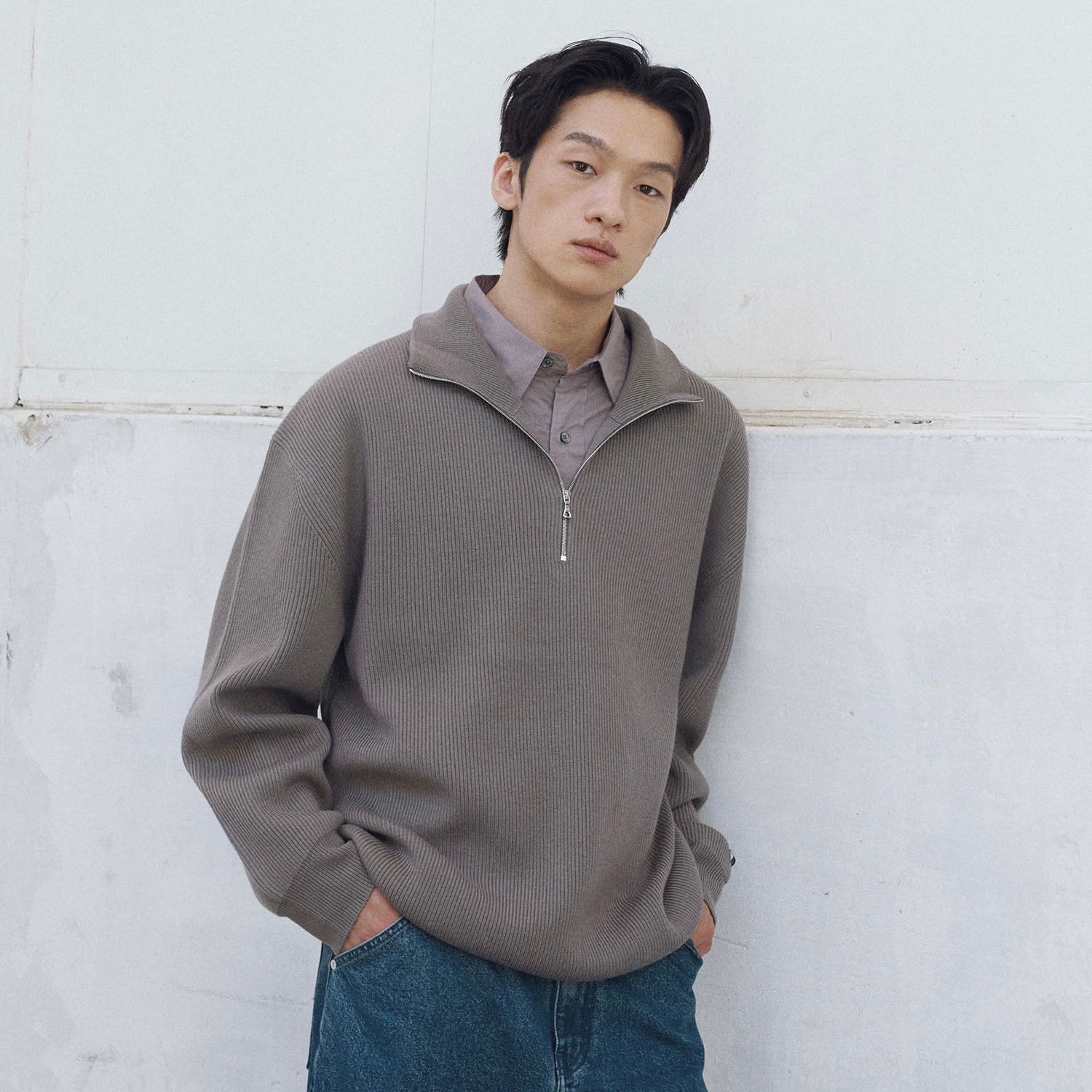 【残り一点】Volume Half Zip Up Knit