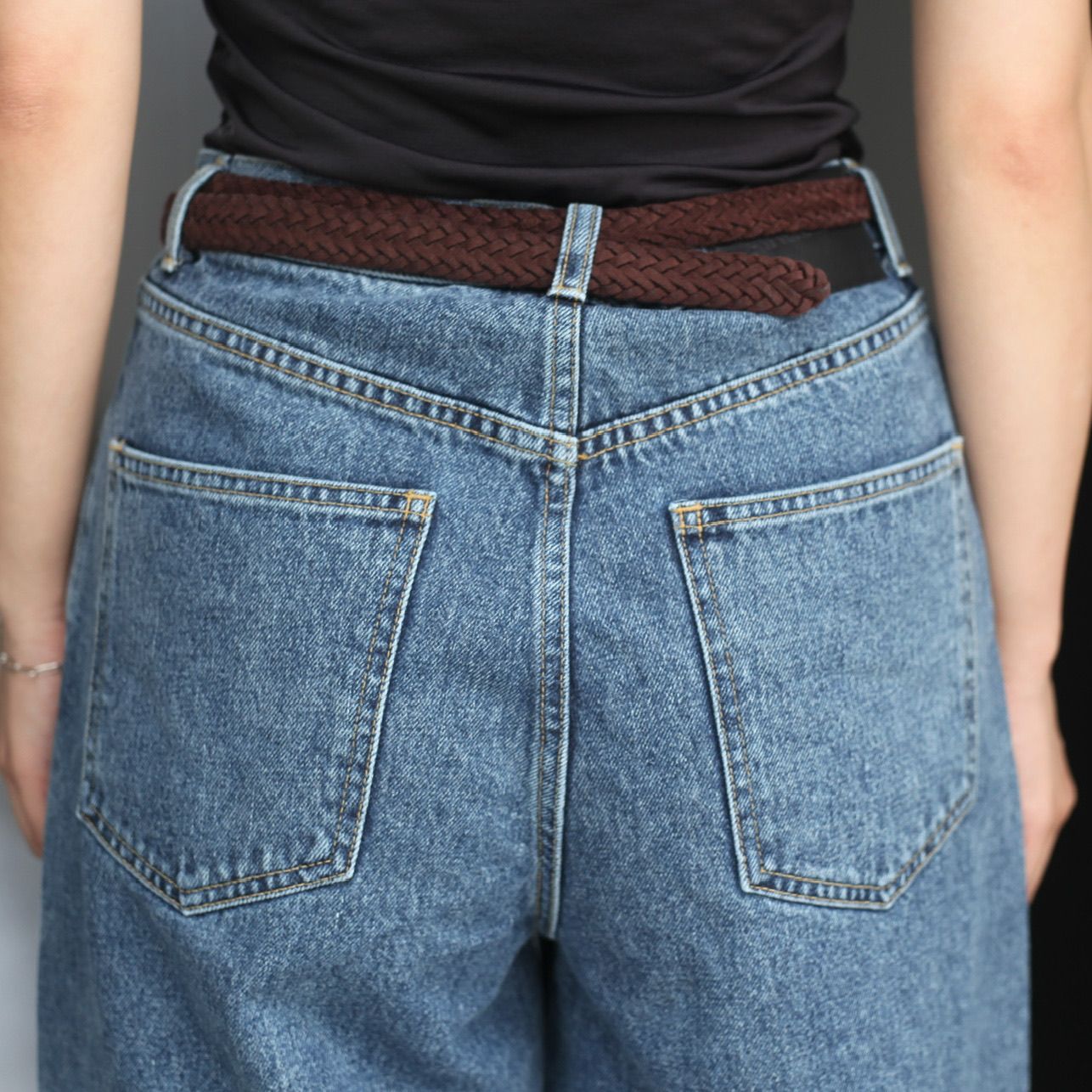 【残り一点】Washed Denim Tucked Wide Jeans