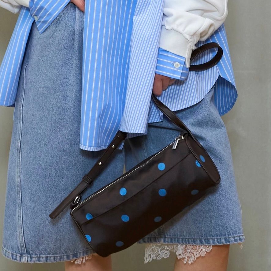 【残り一点】ドットナローダブルジップボストン