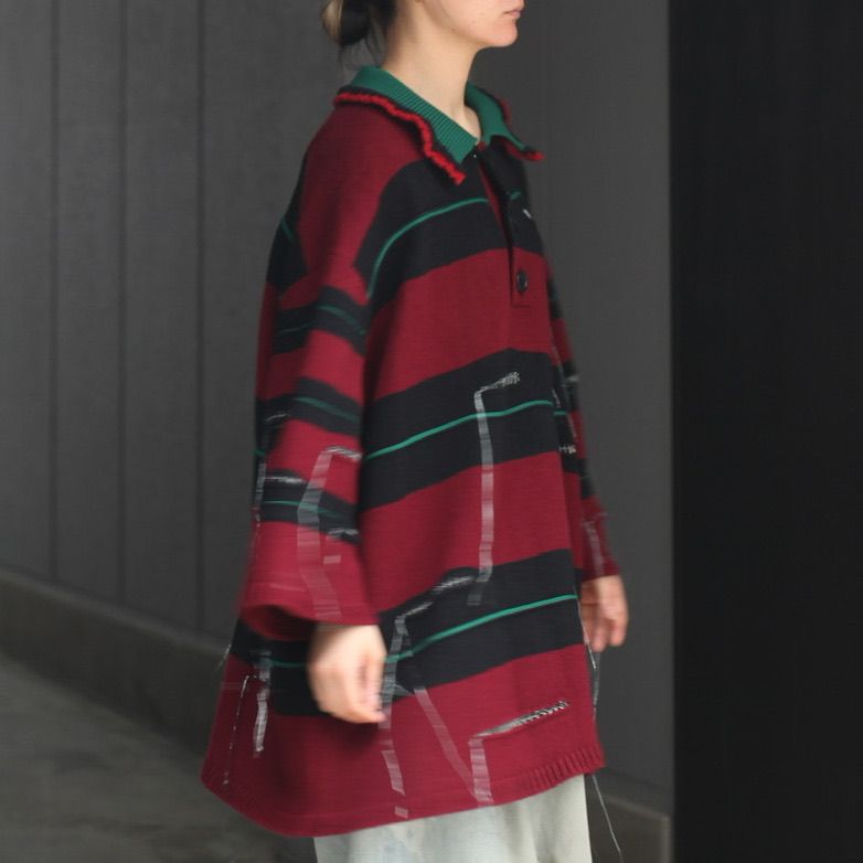 KIDILL - 【残り一点】Oversized Border Polo Knit(Collaboration with ...