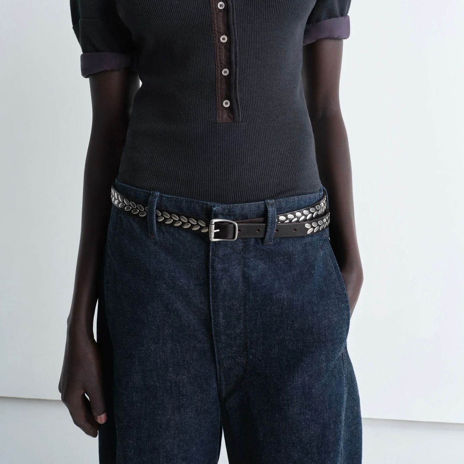 LEMAIRE スタッズレザーベルト LEMAIRE - 【残り一点】Almond Stud Belt_20mm | ACRMTSM ONLINE