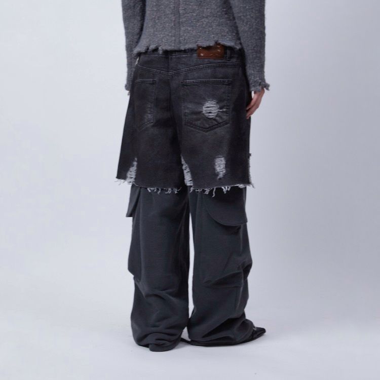 【残り一点】Unisex Rugged Denim-inset Sweat Pants