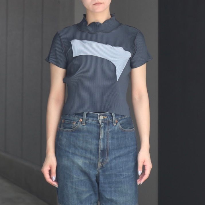 【残り一点】Todo Tiny Wave Top Short Sleeve High Neck