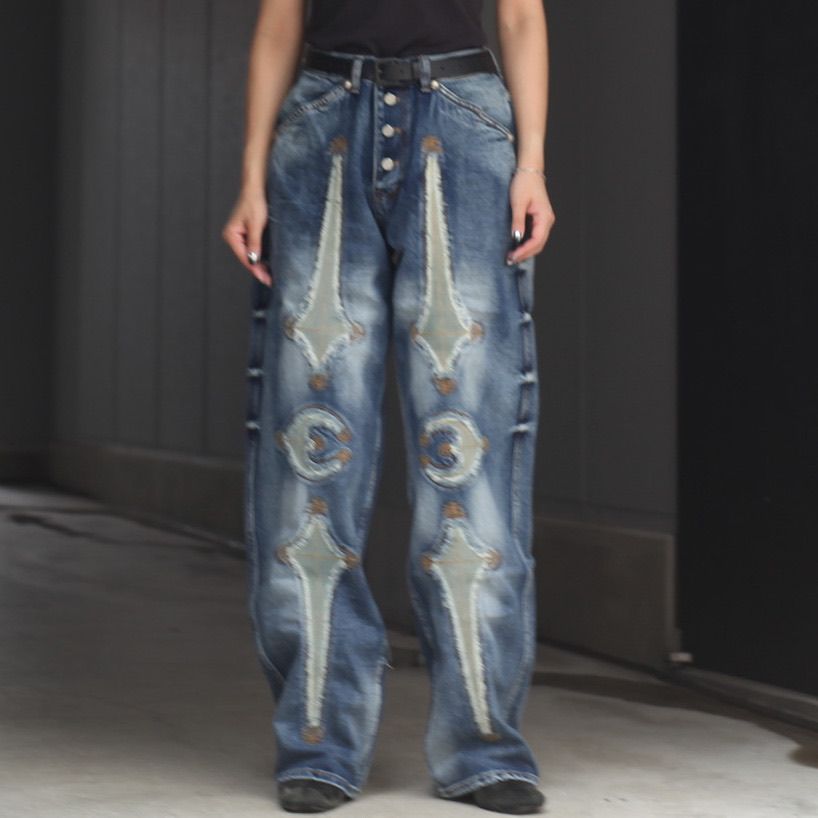 【残り一点】TC Bone Leather Denim Pants