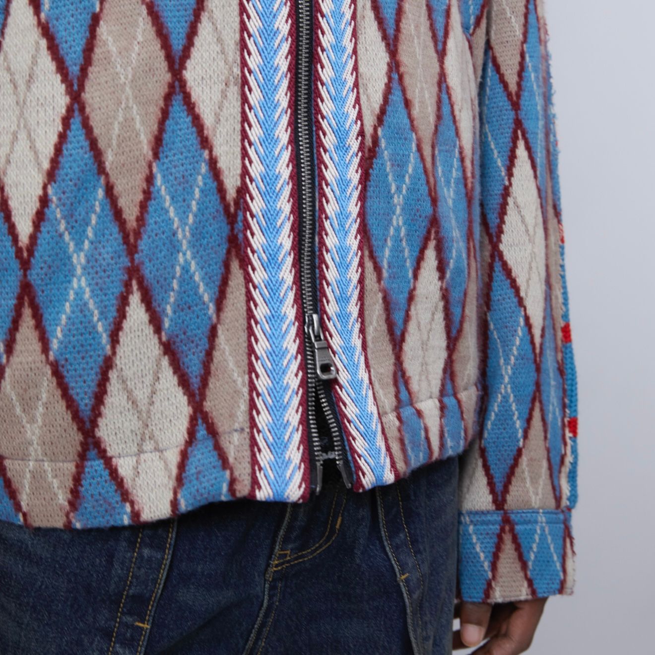 【残り一点】Argyle&Stripe Half Zip-up Cardigan