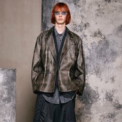 【残り一点】Sheep Leather Peaked Lapel Semi-Double Tailored Jacket