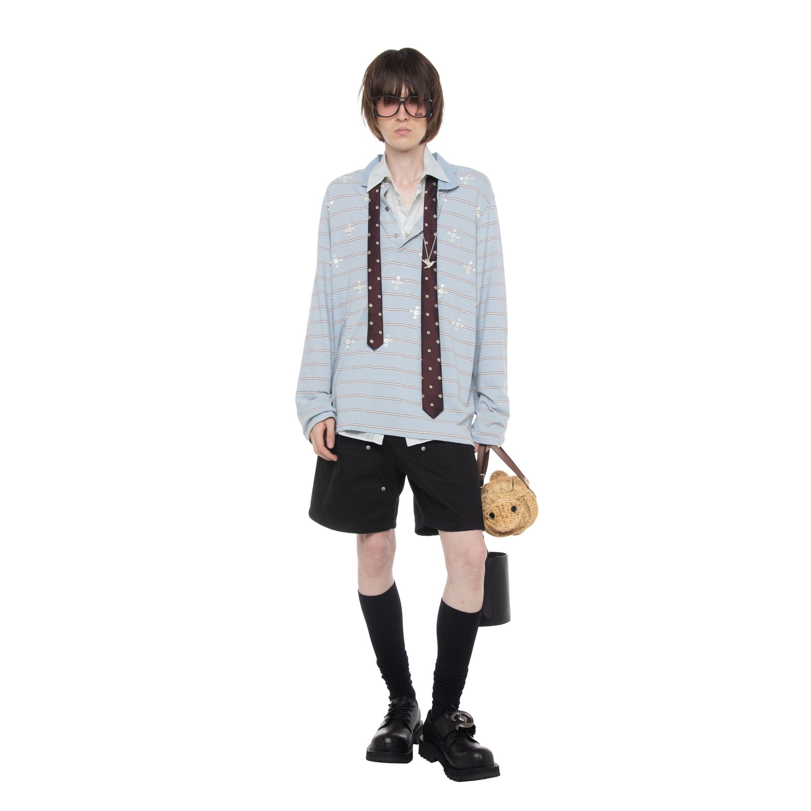 【残り一点】"Humming Bird"Embroidary Flower Tie