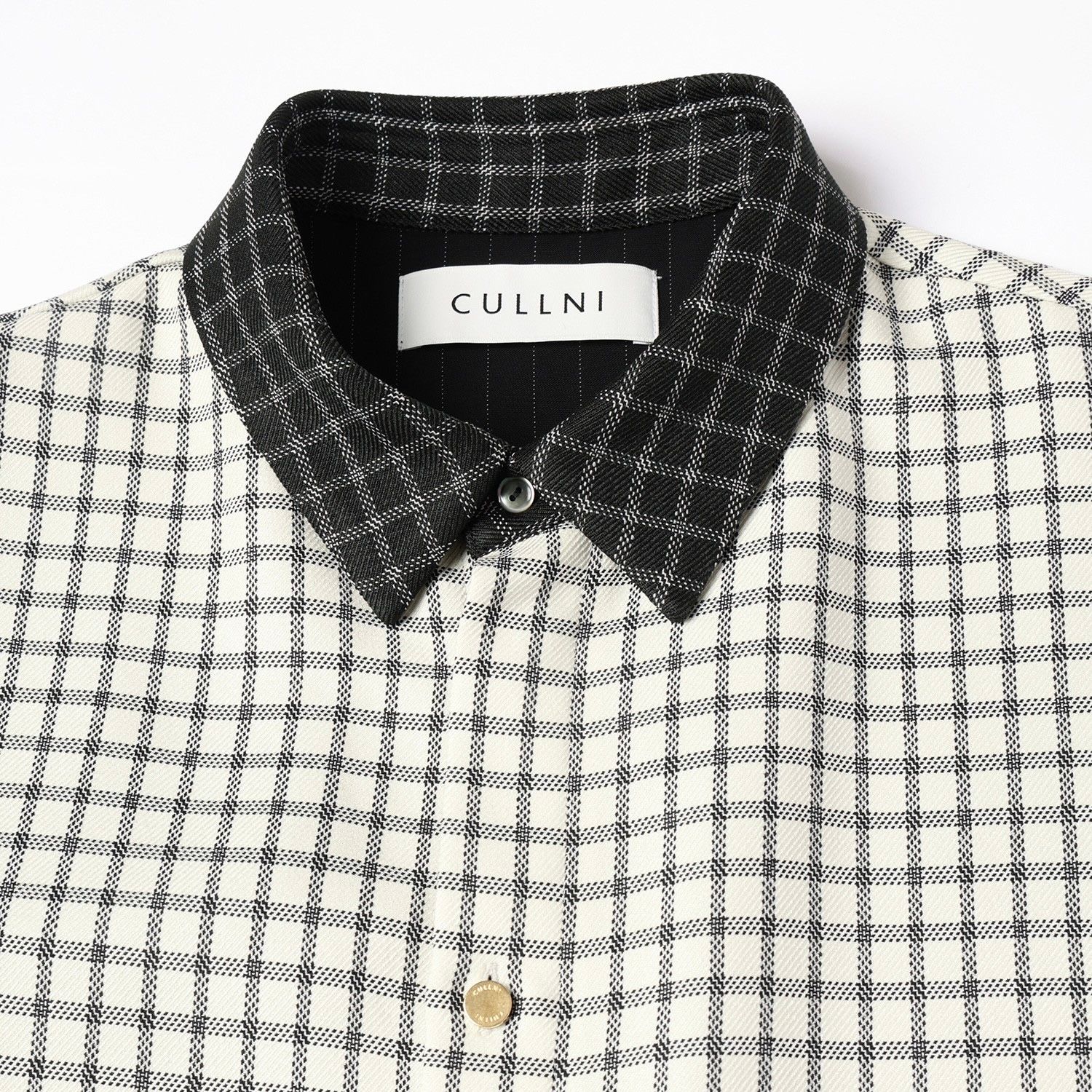 【残り一点】Check Asymmetrical Stripe Short Sleeve Shirt