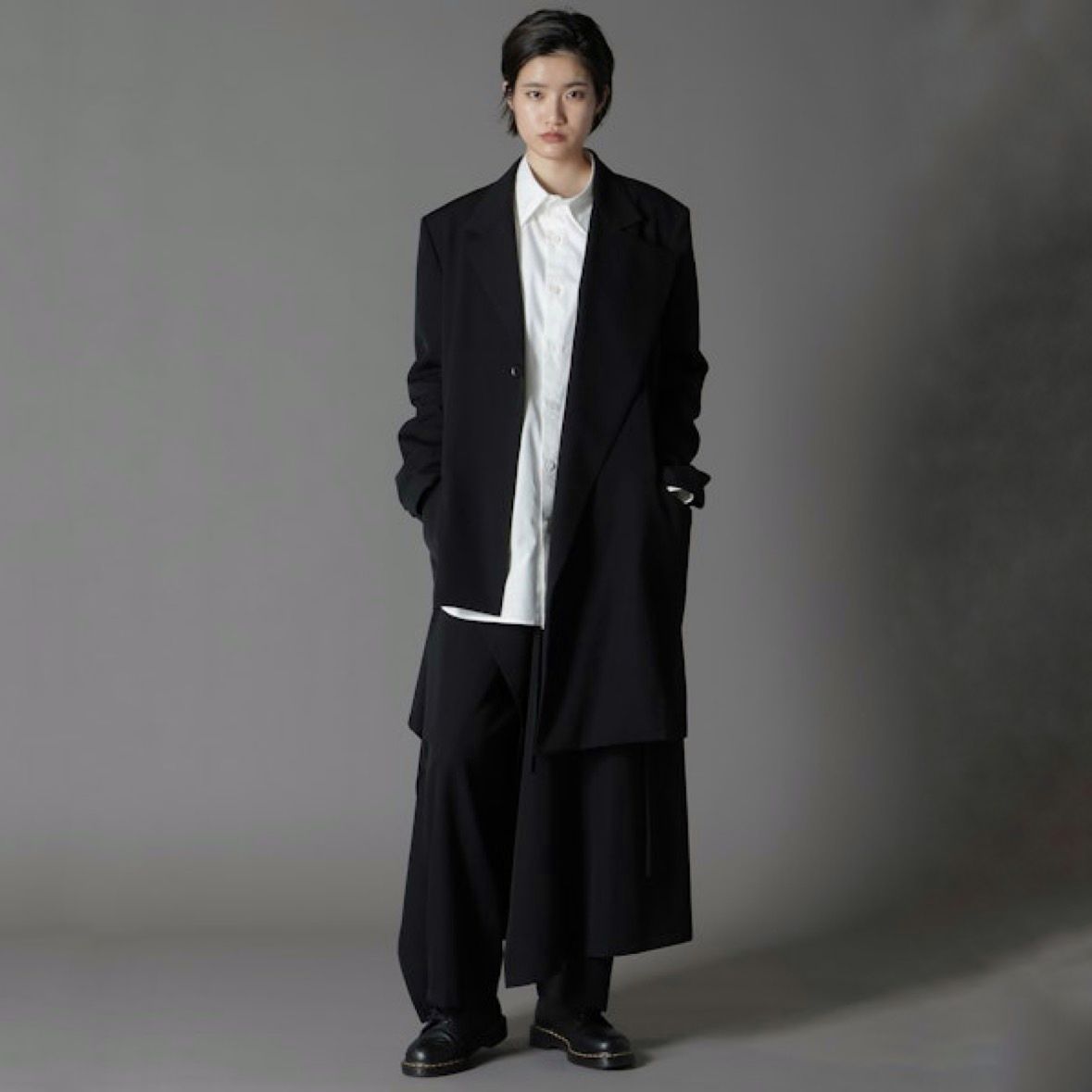 Ground Y (グラウンドワイ) - 【残り一点】アシンメトリージャケット(WOOL) - 3(M) / Black / Unisex