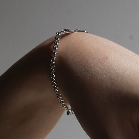【残り一点】Horse Shoe Buckle Plate Curb Chain Bracelet