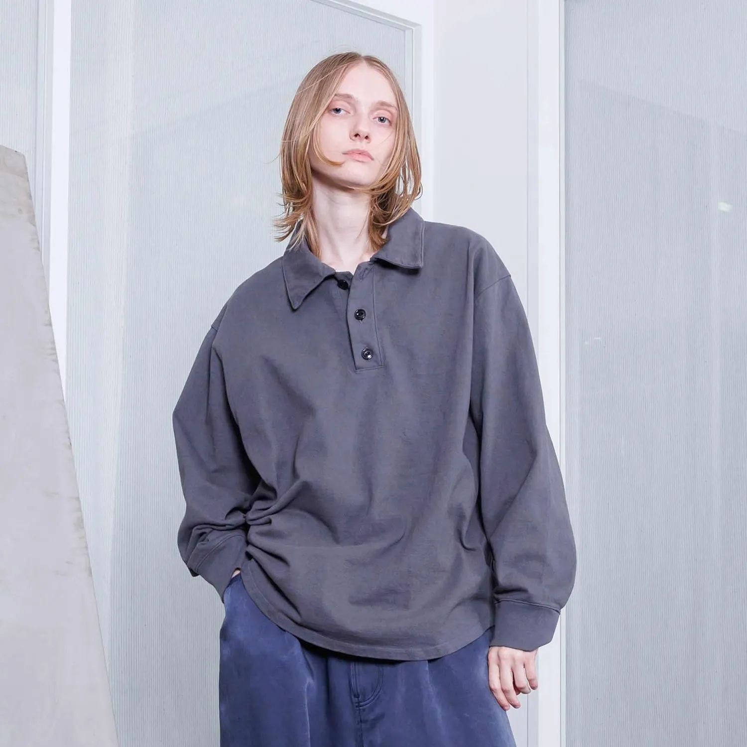 【残り一点】ヘビーコットンガーメントダイL/Sポロシャツ