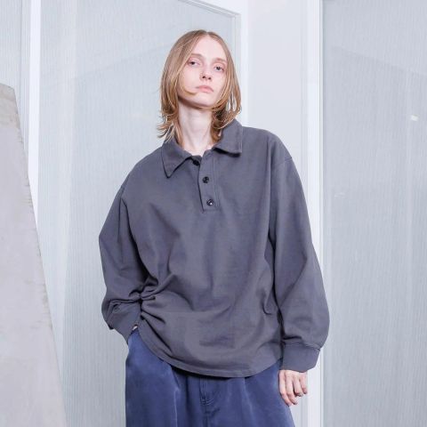 【残り一点】ヘビーコットンガーメントダイL/Sポロシャツ