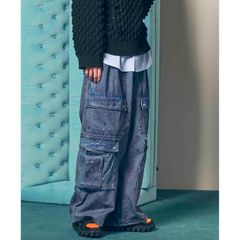 【残り一点】Double Big Pocket Prime-Wide Denim Cargo Pants