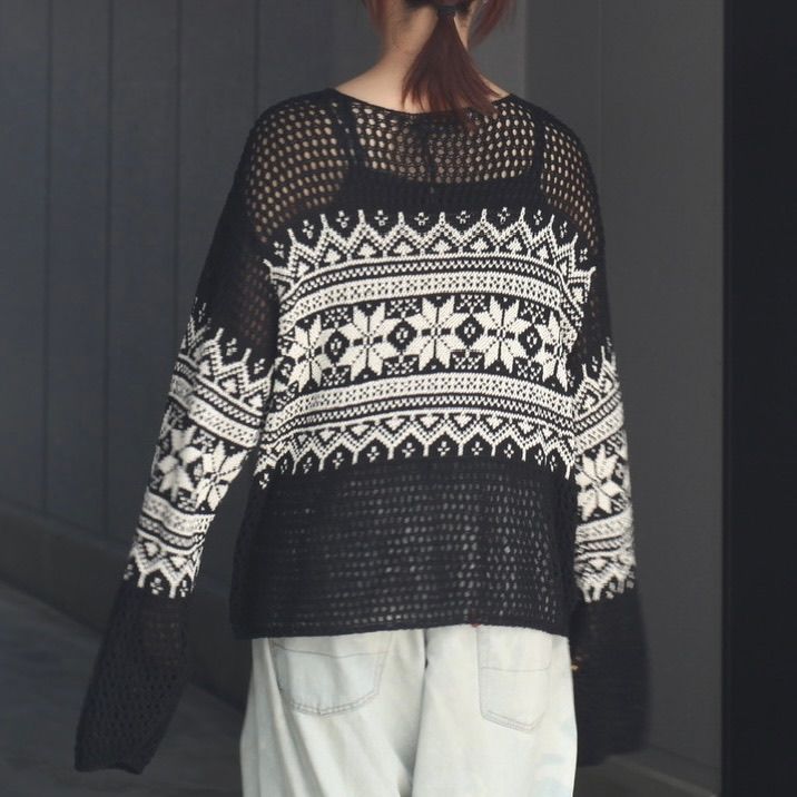 【残り一点】Nordic Jacquard Open Knit Sweater
