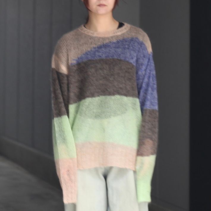 【残りわずか】Mohair Intarsia Sheer Sweater