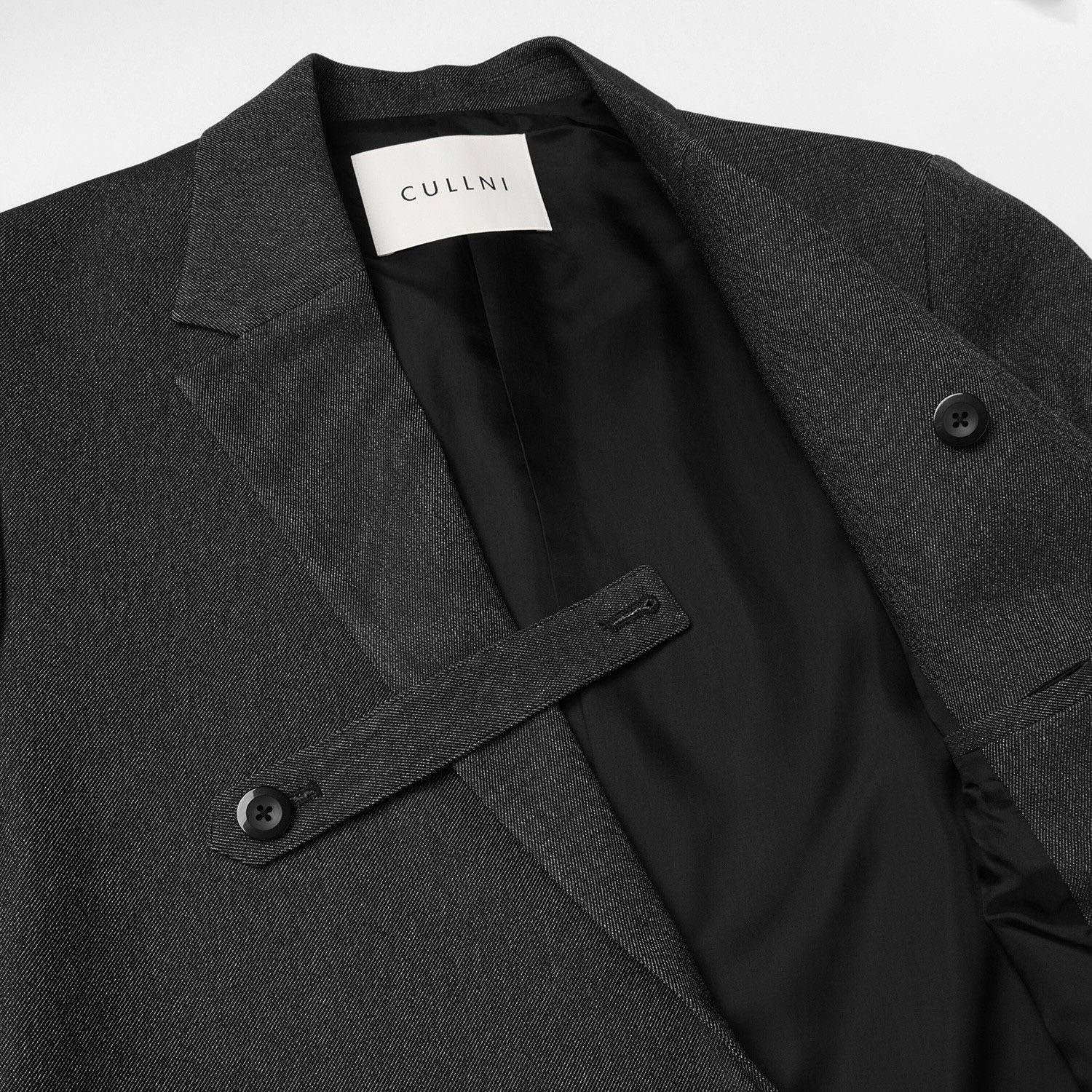【残り一点】Faux Denim Slant Belt Tailored Jacket