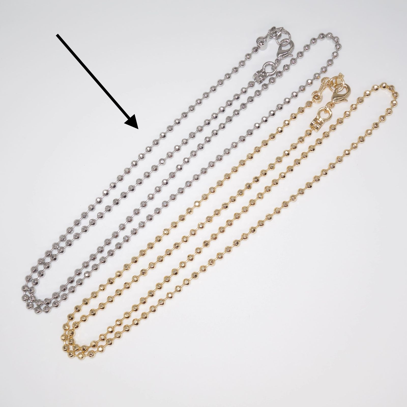 【残りわずか】Cutting Ball Long Necklace & Bracelet(SILVER)