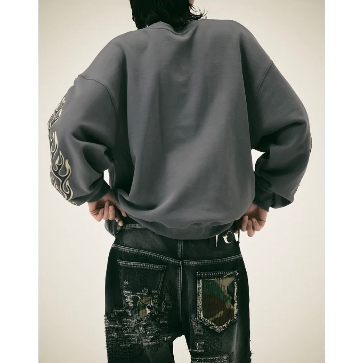【残り一点】Leather Flame Sweatshirt