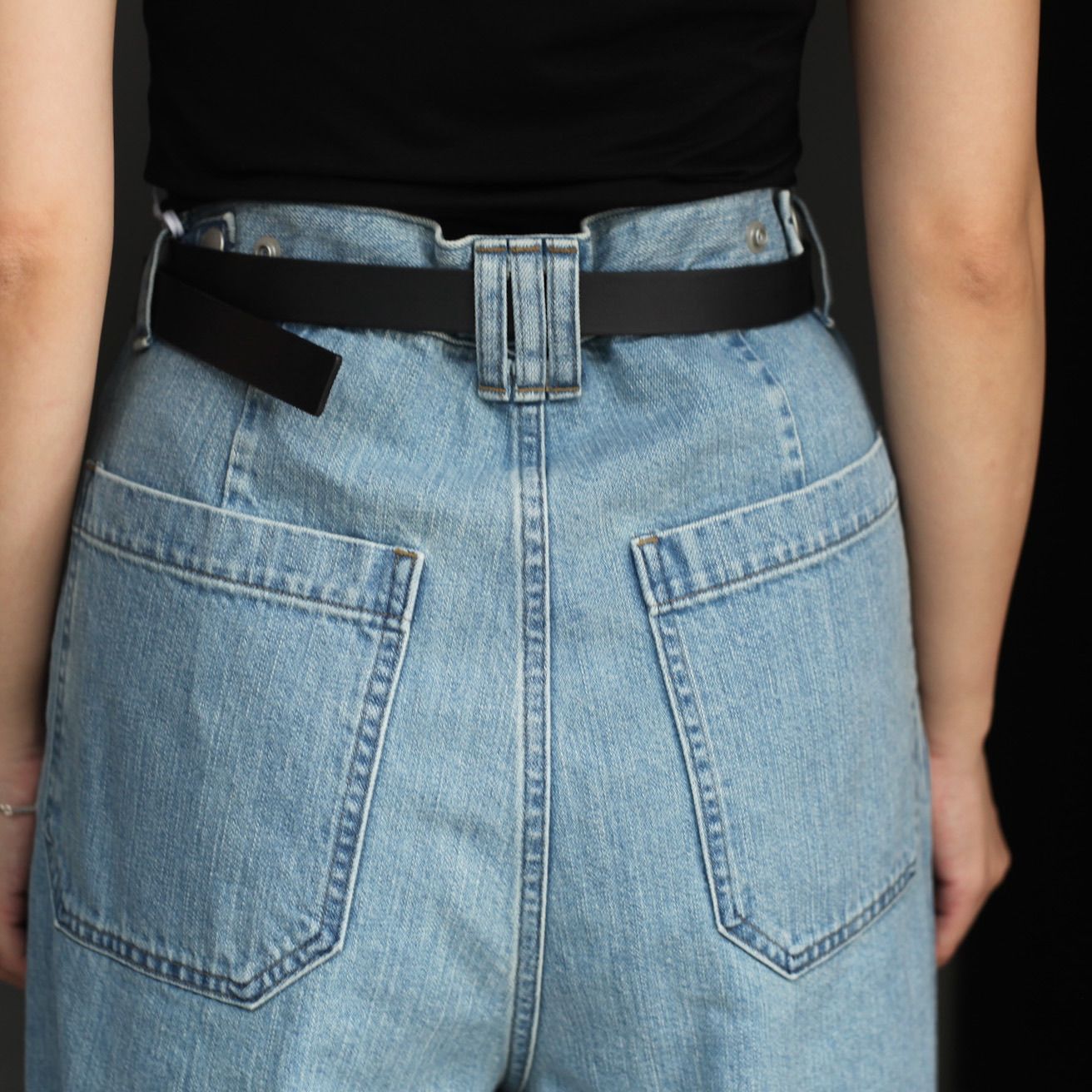 【残り一点】Vintaged Wash Denim 3pleated Wide-Leg Trousers