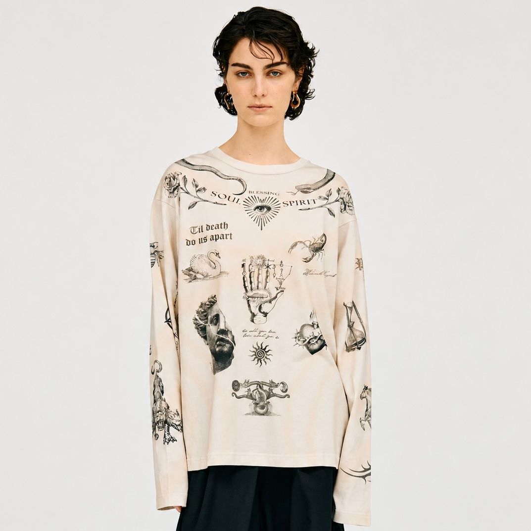【残り一点】Tatoo Printed Long Sleeve Tee