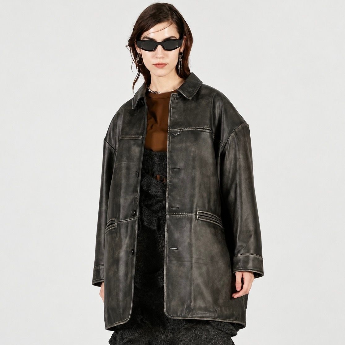 【残り一点】Padded Leather Car Coat
