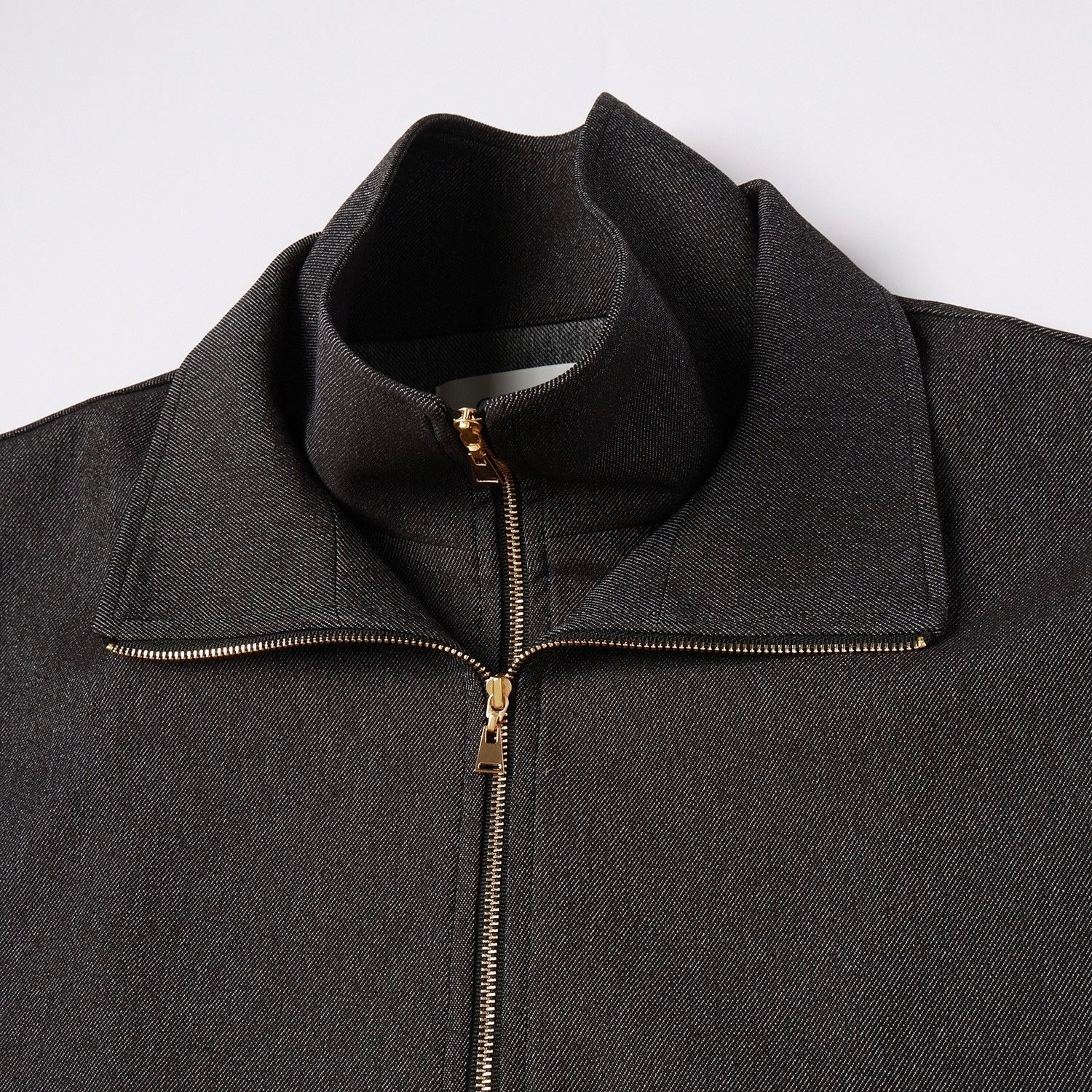 【残り一点】Faux Denim Layered Stand Collar Pullover