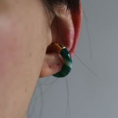 【お取寄せ注文可能】Ukishima Green Agate  Ear Cuff(片耳用）