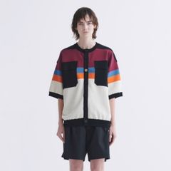 【残り一点】Collarless Buttoned Short Sleeve Knit Jacket