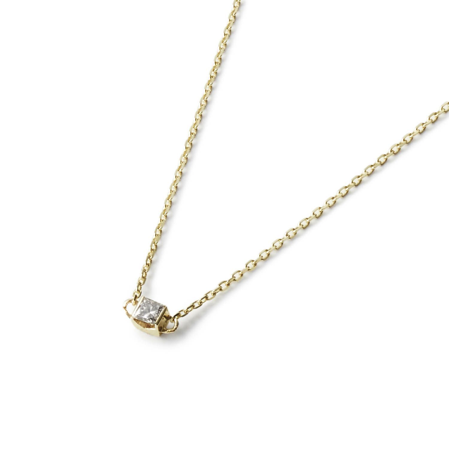 【お取り寄せ注文可能】K10 Square Dia Necklace(GOLD)