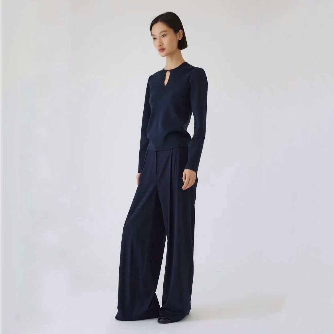 リムアーク アシメ ニット Deformation knit tops ネイビー RIM.ARK】Deformation knit tops NAVY