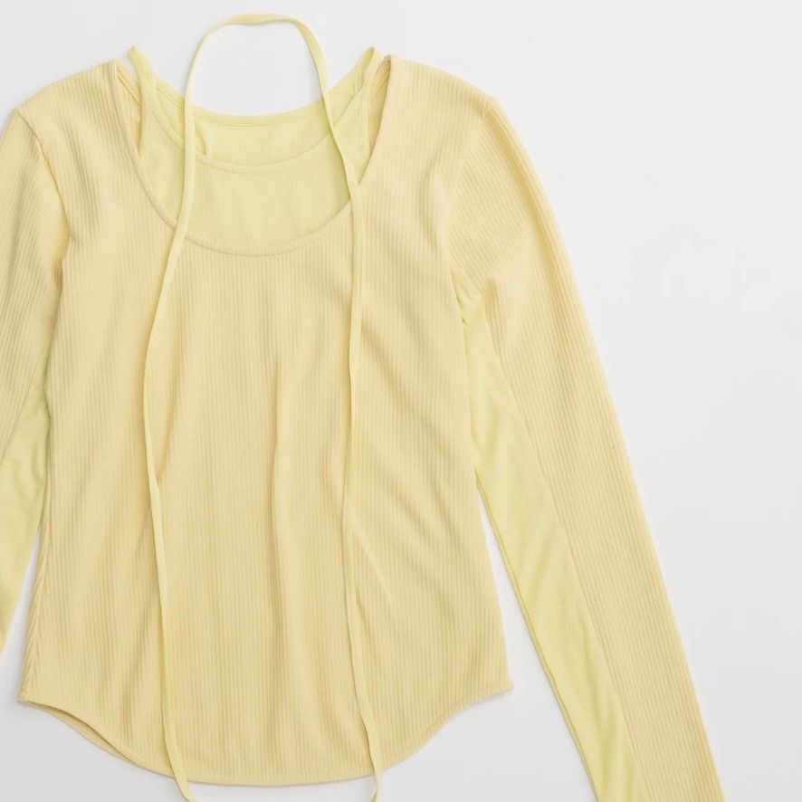 【残り一点】レイヤードリブトップス