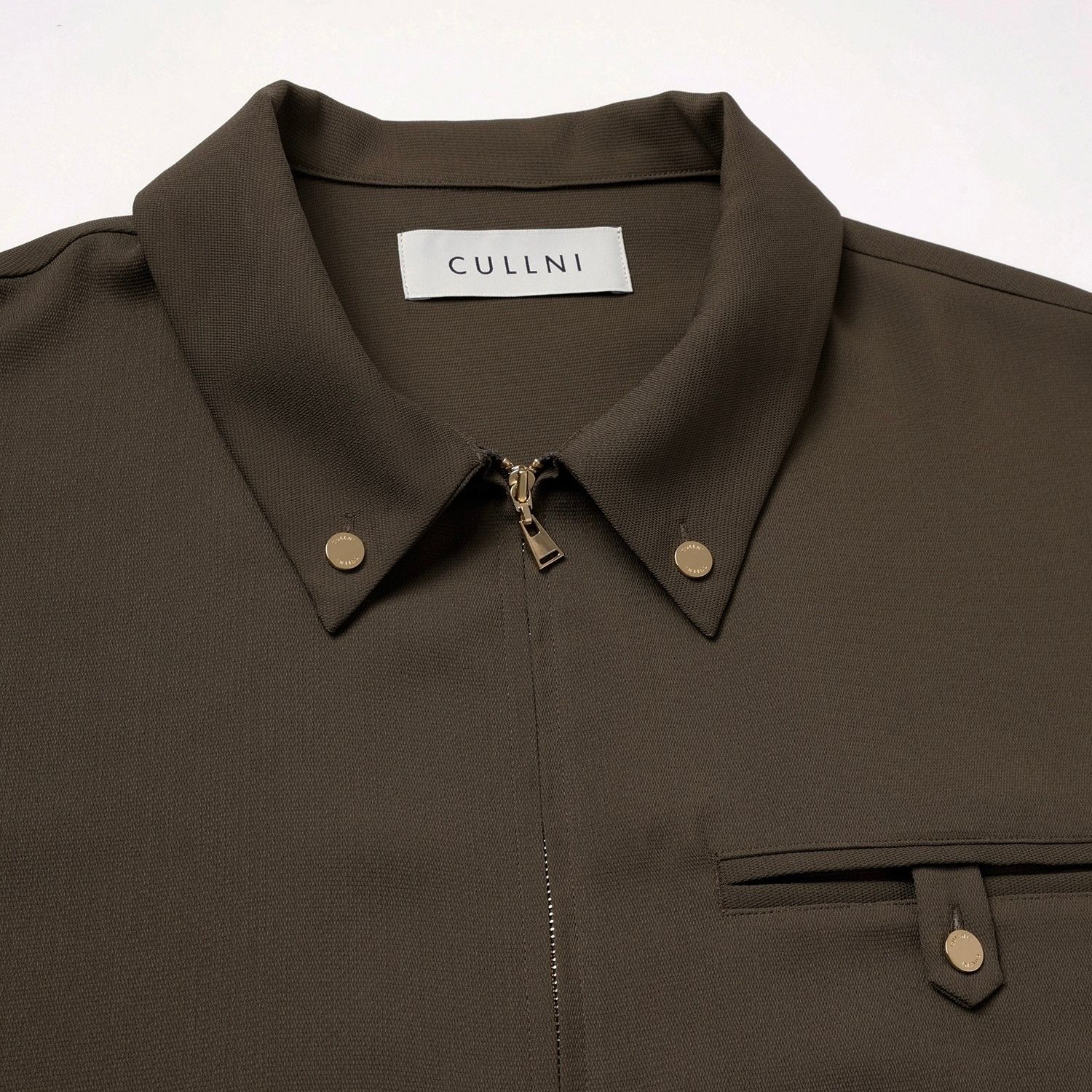 【残り一点】Dry Stretch Cloth Button-Tab Pocket Zip Up Shirt