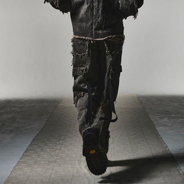 【残り一点】Cut Off Slash Seam Twist Cargo Jeans