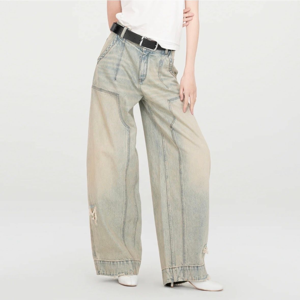 【残り一点】Washed Denim Deconstructed Cargo Jeans