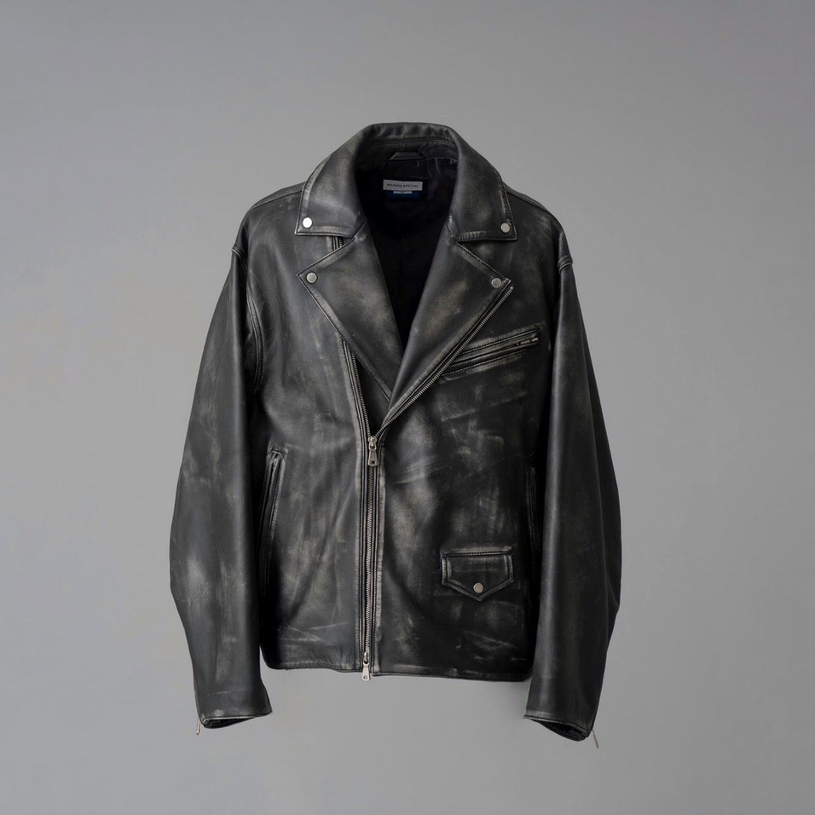 Maison Specialラムレザープライムオーバーダブルライダースジャケット ラムレザープライムオーバーダブルライダースジャケット メゾン